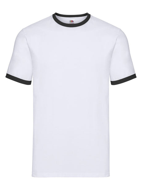 T-SHIRT VALUEWEIGHT RINGER T - FRUIT OF THE LOOMBianco-Nero