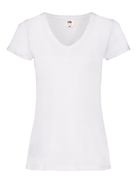 T-SHIRT LADIES VALUEWEIGHT V-NECK T - FRUIT OF THE LOOMBianco