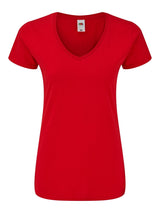 T-SHIRT LADIES ICONIC 150 V-NECK T - FRUIT OF THE LOOMRosso