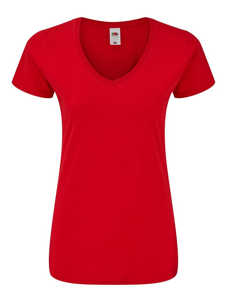 T-SHIRT LADIES ICONIC 150 V-NECK T - FRUIT OF THE LOOMRosso
