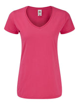 T-SHIRT LADIES ICONIC 150 V-NECK T - FRUIT OF THE LOOMFucsia