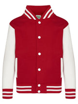 FELPA BASEBALL KIDS VARSITY JACKET - AWDIS JUST HOODSRosso Fuoco-Bianco