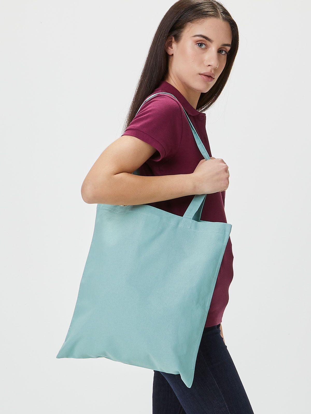 SHOPPER PREMIUM IN COTONE MANICO LUNGO 100% COTONE - PREMIUM BAG BS fronte