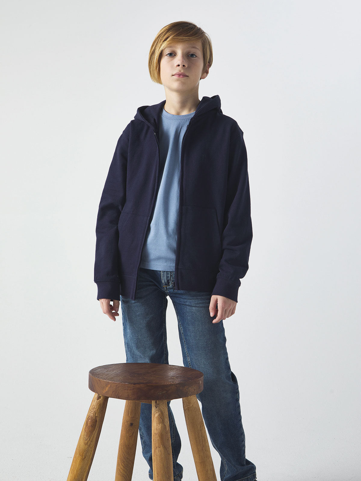 FELPA BERRY KIDS CON CAPPUCCIO E ZIP IN FRENCH TERRY - BS fronte