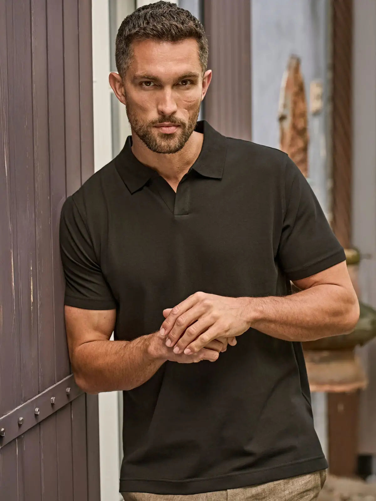Luxury Stretch V-Neck Polo Uomo | Tee Jays - Bianco